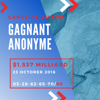 Gagnant Anonyme Mega Millions - $1,537 Milliard